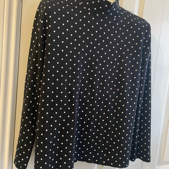 Style & Co. Tops - Style & Co. Black and White Polka Dot Long Sleeve Top